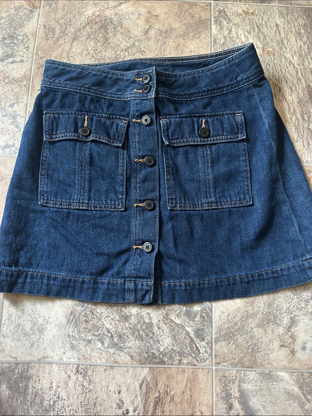 GAP Dark Blue Denim Button-Front Midi Skirt